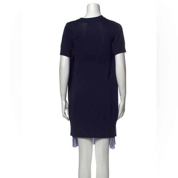 Sacai navy sweater dress with pleated back - Picture 1 of 3